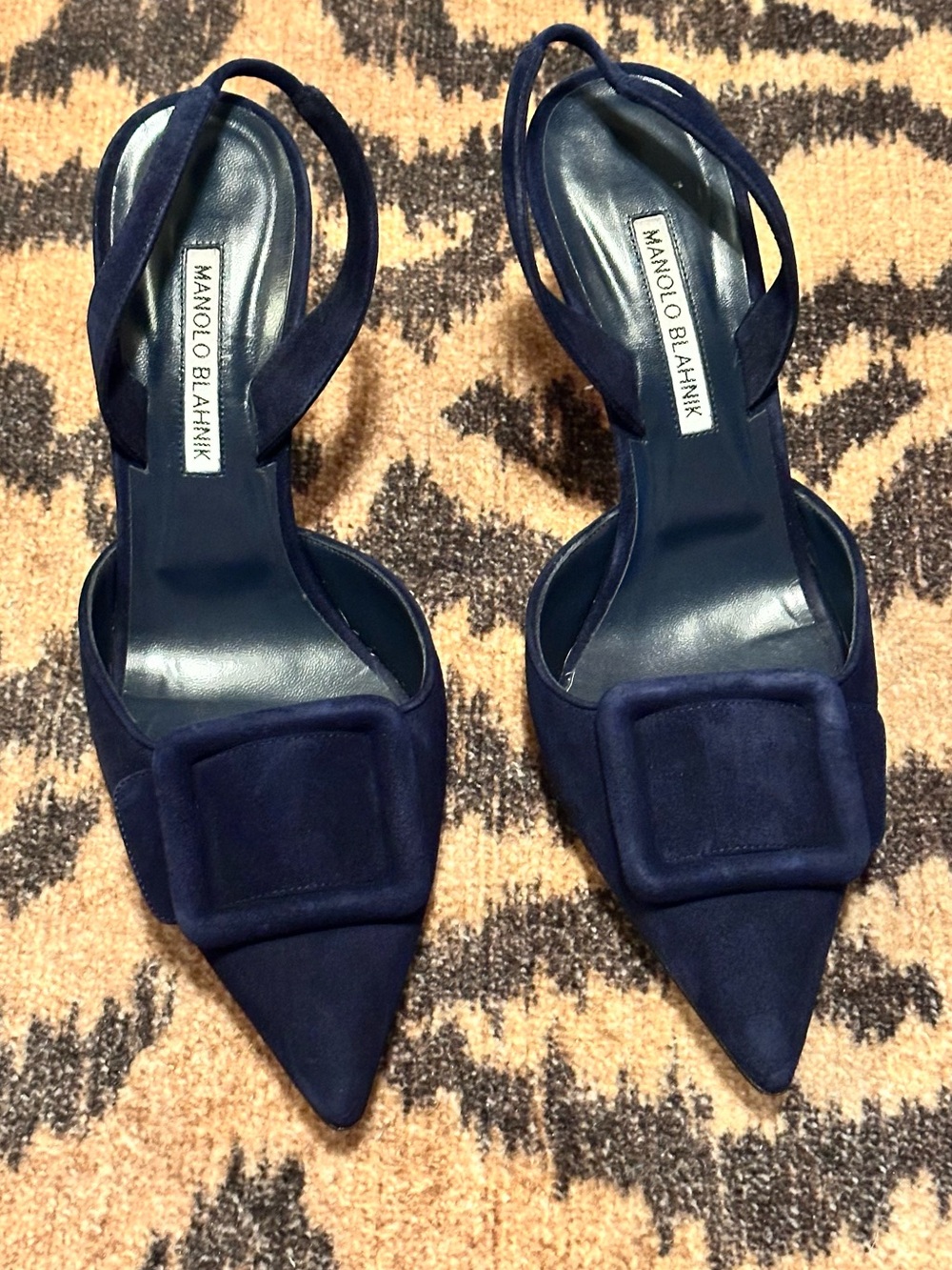 Manolo Blahnik Navy Suede Maysli size 40